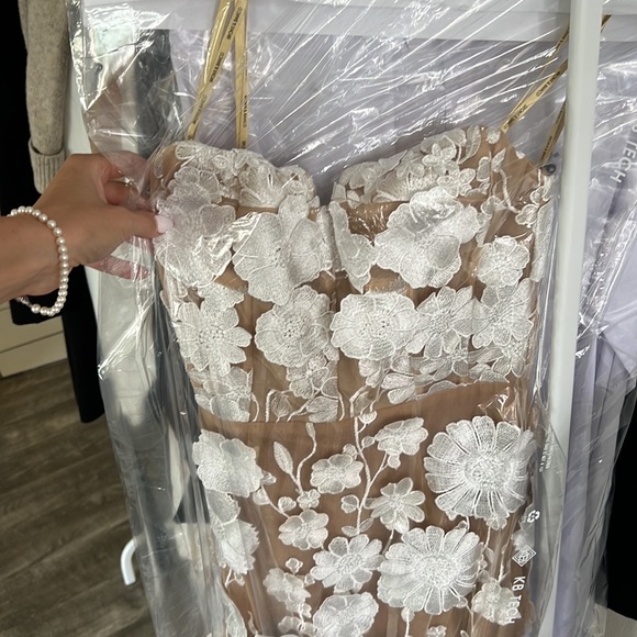 Bronx and Banco Jasmine Blanc Floral Embellished Strapless Gown - Picture 4 of 9